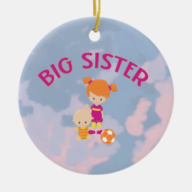 Big Sister with Baby Brother Heart Christmas Tree Ceramic Tree Decoration (Front)