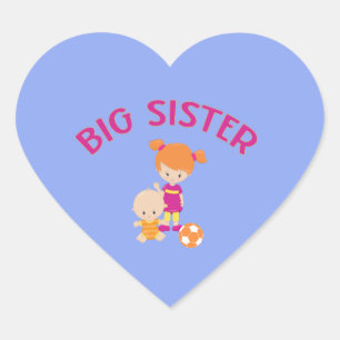 Big Sister with Baby Brother Heart Shaped Sticker