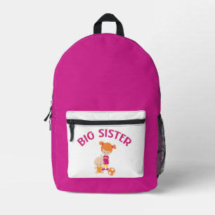 Big Sister with Baby Brother Personalised Name Printed Backpack