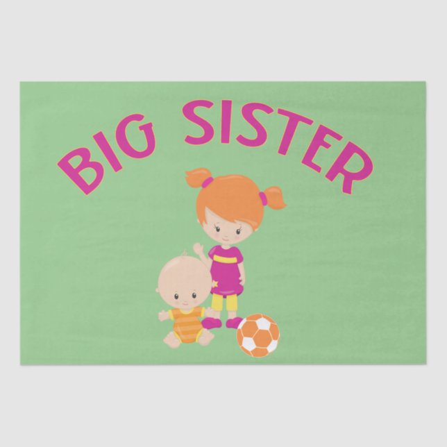 Big Sister with Baby Brother Soccer Ball Gift  Tissue Paper (Front)