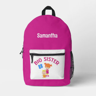Big Sister with Baby Sister Personalised Name Printed Backpack