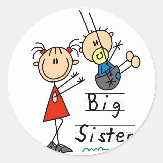 Big Sister with Little Brother Tshirts and Gifts Classic Round Sticker (Front)