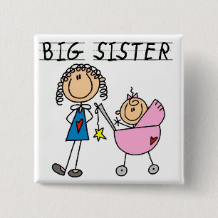 Big Sister with Little Sister T-shirts and Gifts 15 Cm Square Badge