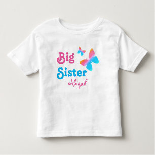 Big Sister with Name Butterfly Toddler T-Shirt