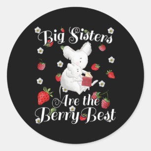 Big Sisters Berry Best - Mouse Strawberry Pun Classic Round Sticker