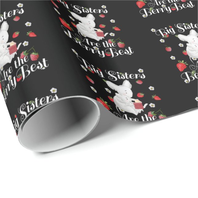 Big Sisters Berry Best - Mouse Strawberry Pun Wrapping Paper (Roll Corner)