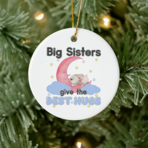 Big Sisters Give the Best Hugs - Moon Bunny Ceramic Tree Decoration