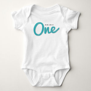 Big Sketch One Blue Baby Boy First Birthday Party Bodysuit