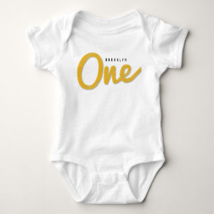 Big Sketch One Yellow Baby First Birthday Party Baby Bodysuit