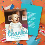 Big Sketch Thanks Bold Script Kid's Birthday Photo Thank You Card<br><div class="desc">Big Sketch 'Thanks' Bold Blue Script Kid's / Children's / Boy's Birthday Photo Thank You Flat Card. The base background can be changed to any colour of your choice. All text is editable. Designed / original artwork by fat*fa*tin. Easy to personalise with your own text message, name, photo, or image....</div>