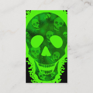 Big Skull business card vertical green