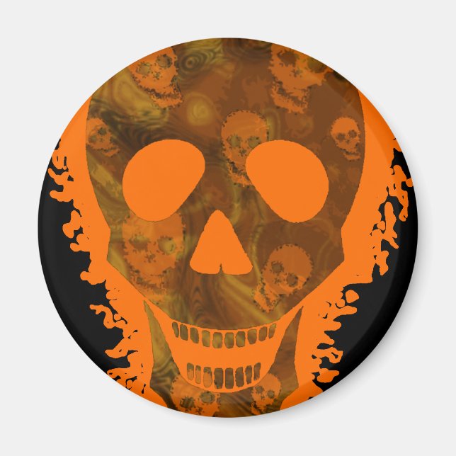 Big Skull Orange (close up) fridge magnet (Front)