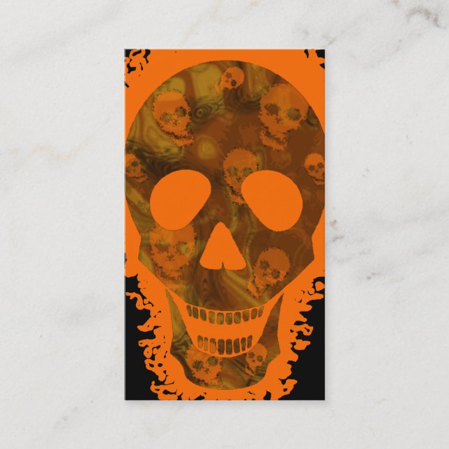 Big Skull Orange vertical black Business Card (Front)