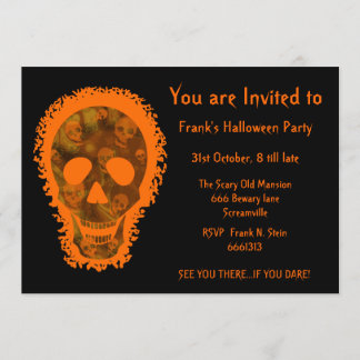 Big Skull Orange 'You are Invited' invitation