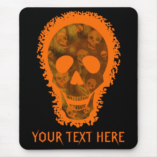 Big Skull Orange  'Your Text' mousepad (Front)