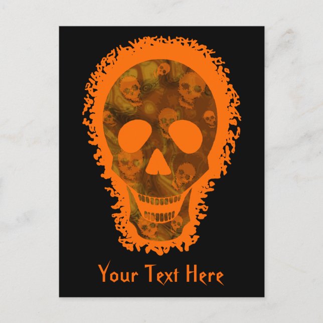 Big Skull Orange 'Your Text' postcard (Front)