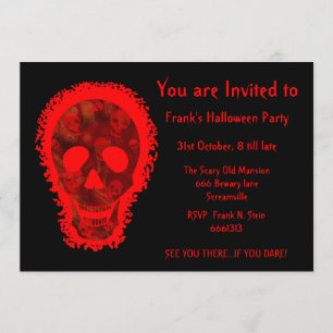 Big Skull Red 'You are Invited' invitation