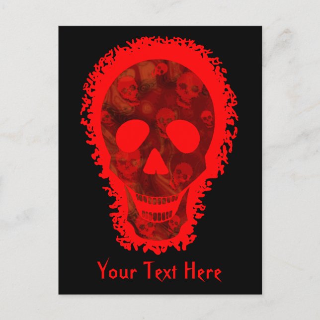 Big Skull Red 'Your Text' postcard (Front)