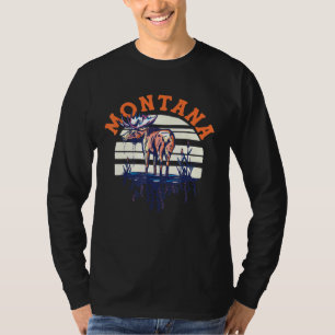 Big Sky Country Montana Cool Retro Moose Travel Ar T-Shirt