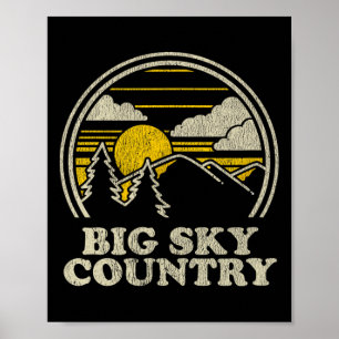 Big Sky Country Montana T Shirt Vintage Hiking Mou Poster