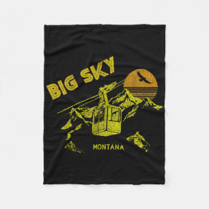 Big Sky Montana Distressed Retro Skiing Tee Fleece Blanket