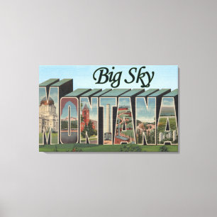 Big Sky, Montana - Large Letter Scenes Canvas Print