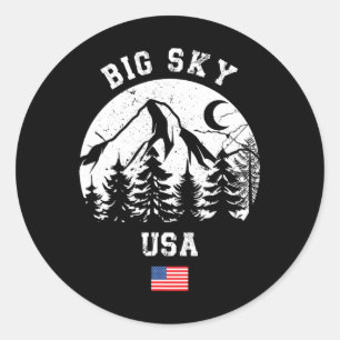 Big Sky Montana Ski Resort Alpine Skiing American Classic Round Sticker