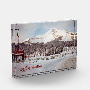 Big Sky Montana Ski Resort Vintage Photo Block