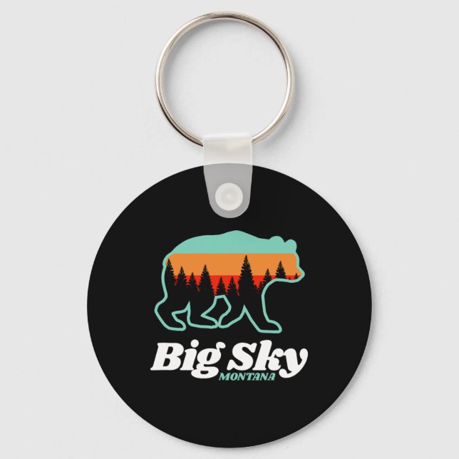 Big Sky Montana Skiing Snowboarding Bear  Key Ring (Front)