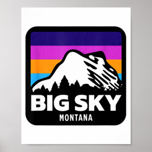 Big sky montana skiing snowboarding family ski poster