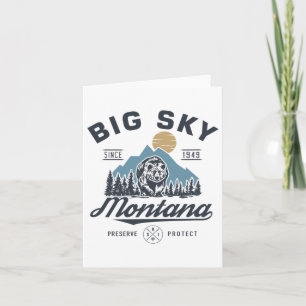 Big - Sky Montana Snow Skiing Trendy Retro Lodge Card