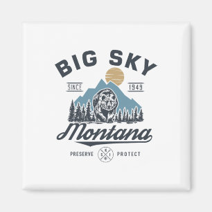 Big - Sky Montana Snow Skiing Trendy Retro Lodge Magnet