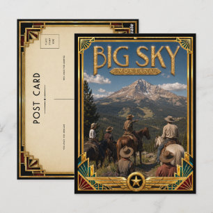 Big Sky Montana Vintage Art Deco Golden Age Postcard