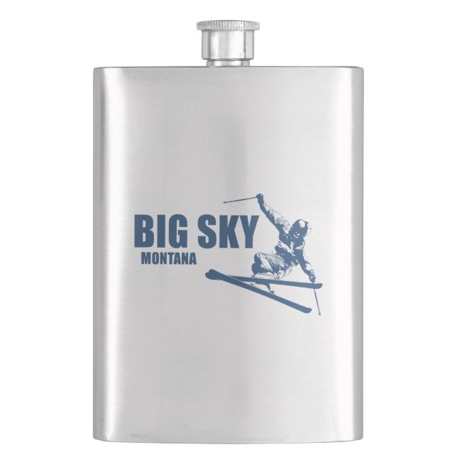 Big Sky Resort Montana Skier Hip Flask (Front)