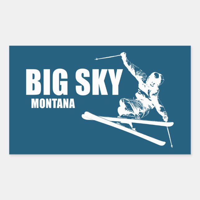 Big Sky Resort Montana Skier Rectangular Sticker (Front)