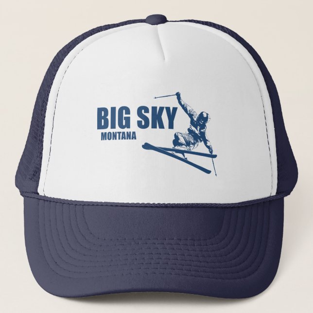 Big Sky Resort Montana Skier Trucker Hat (Front)