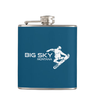 Big Sky Resort Montana Snowboarder Hip Flask