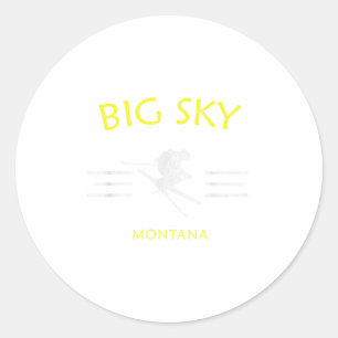 Big Sky Skiing Montana Ski Tee _1  Classic Round Sticker