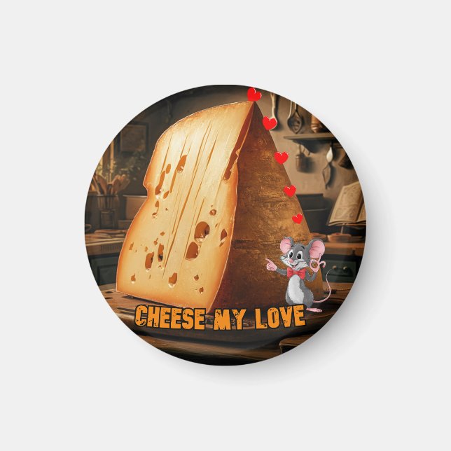 Big slice of Cheese on a round Magnet (Front)