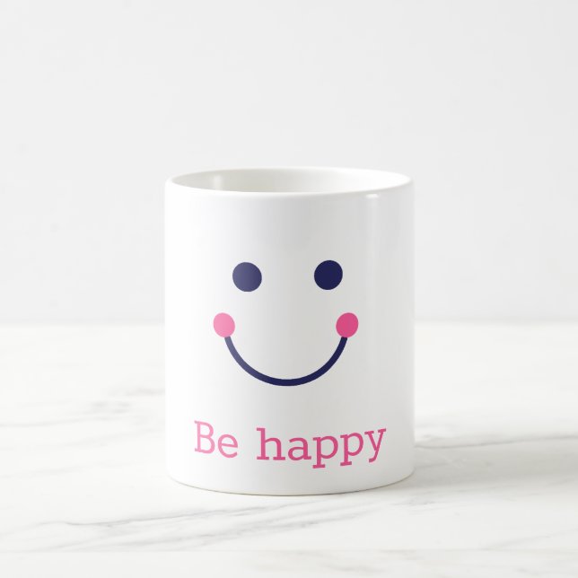 Big smile, be happy, personalised, your name coffee mug (Center)