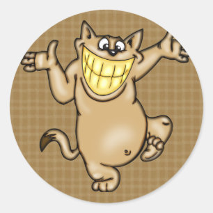 Big Smile Cartoon Cat Classic Round Sticker