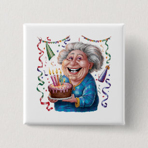 Big Smile Granny Birthday 15 Cm Square Badge