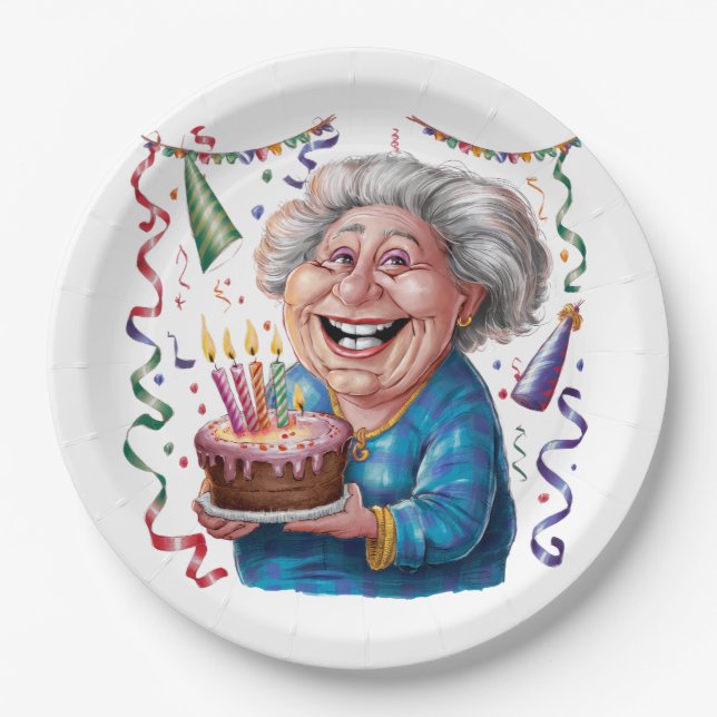 Big Smile Granny Birthday Paper Plate (Front)