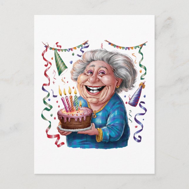 Big Smile Granny Birthday Postcard (Front)