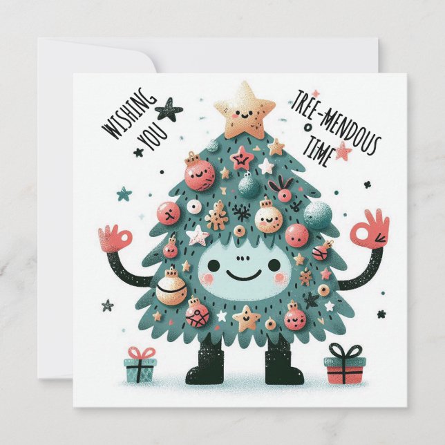 Big Smile OK Tree-mendous Time Holiday Card (Front)