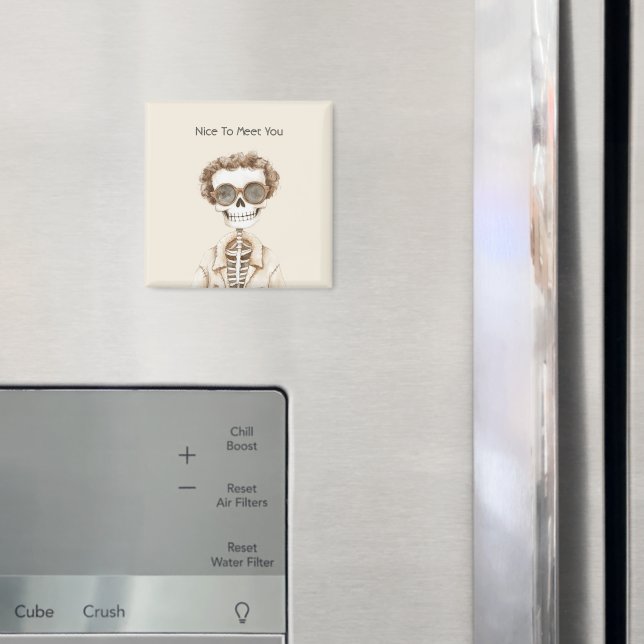 Big Smile Skeleton Glasses Nice To Meet You Magnet (In Situ (Fridge))