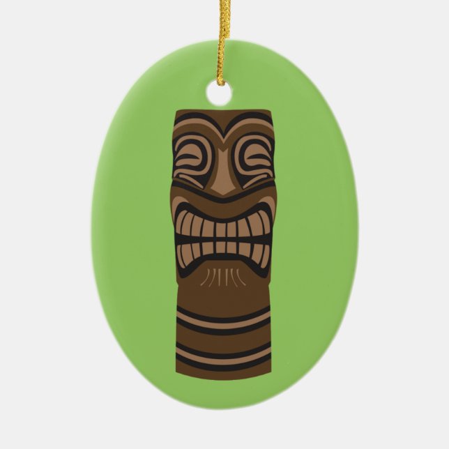 Big Smile Tiki God Ceramic Tree Decoration (Front)