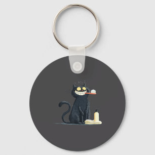 Big Smiling Cat With Toothbrush For Teeth Brushing Key Ring