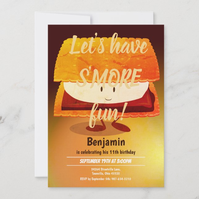 Big S'more Kid Birthday Party Vertical Invitation (Front)