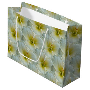 'Big Snowbird' White w/ Yellow Daylily Pattern Large Gift Bag